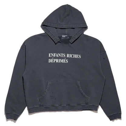 2025SS Ripped E.R.D. Hoodie – Men & Women Slogan Print Short Wide Sweatshirt