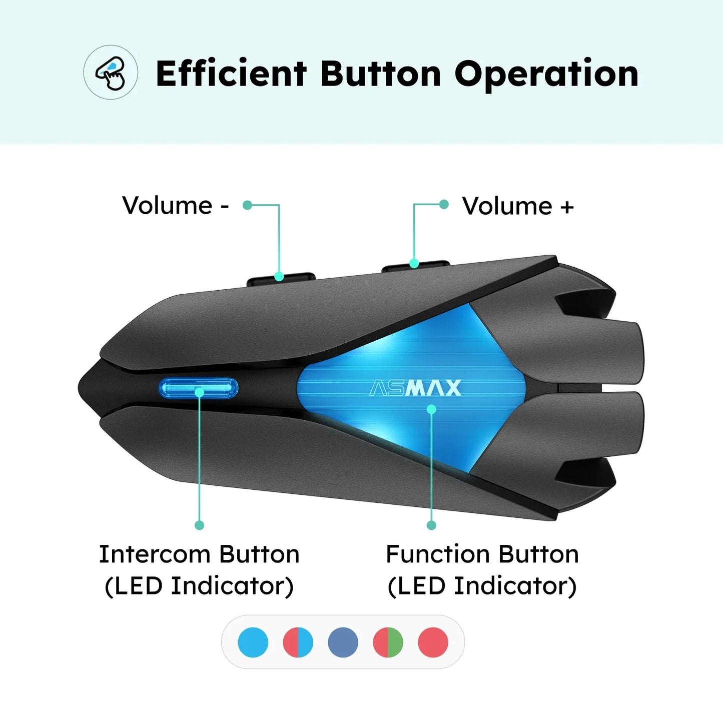 ASMAX Z1 Motorcycle Bluetooth Intercom — IP67 Waterproof Helmet Headset with 2 Chips, 8-Core, HiFi Speakers, ENC & 42-Min Fast Charging
