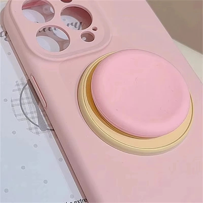 Cute Macaron Silicone Magnetic Phone Stand - Round Grip Holder for iPhone 15, iPad, MagSafe, and Smart Tok