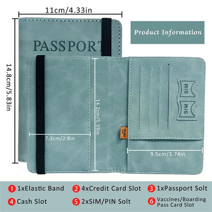 RFID Vintage Passport Holder: Multi-Function PU Leather Wallet Case for Women & Men - Business Travel Accessories