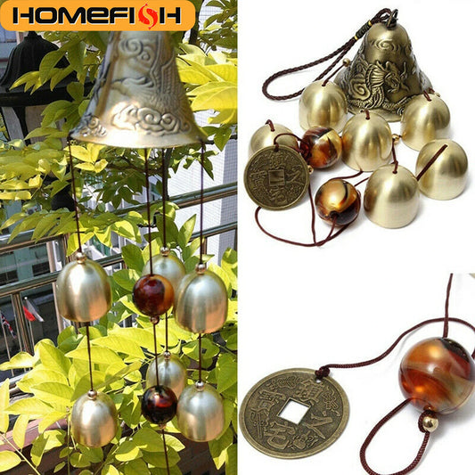 6-Piece Copper Bell Wind Chimes – Outdoor Metal Hanging Ornament for Yard, Garden & Home Decor