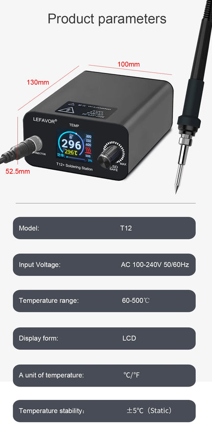 T12 75W Digital Soldering Iron Station – Adjustable Temperature Control, Welding & Rework Microcontroller Tool