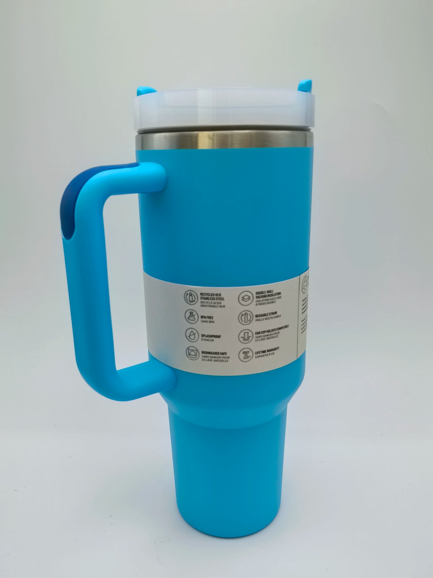 40oz Insulated Stainless Steel Tumbler — Travel Cup with Handle, Straw & Cup Holder, BPA-Free