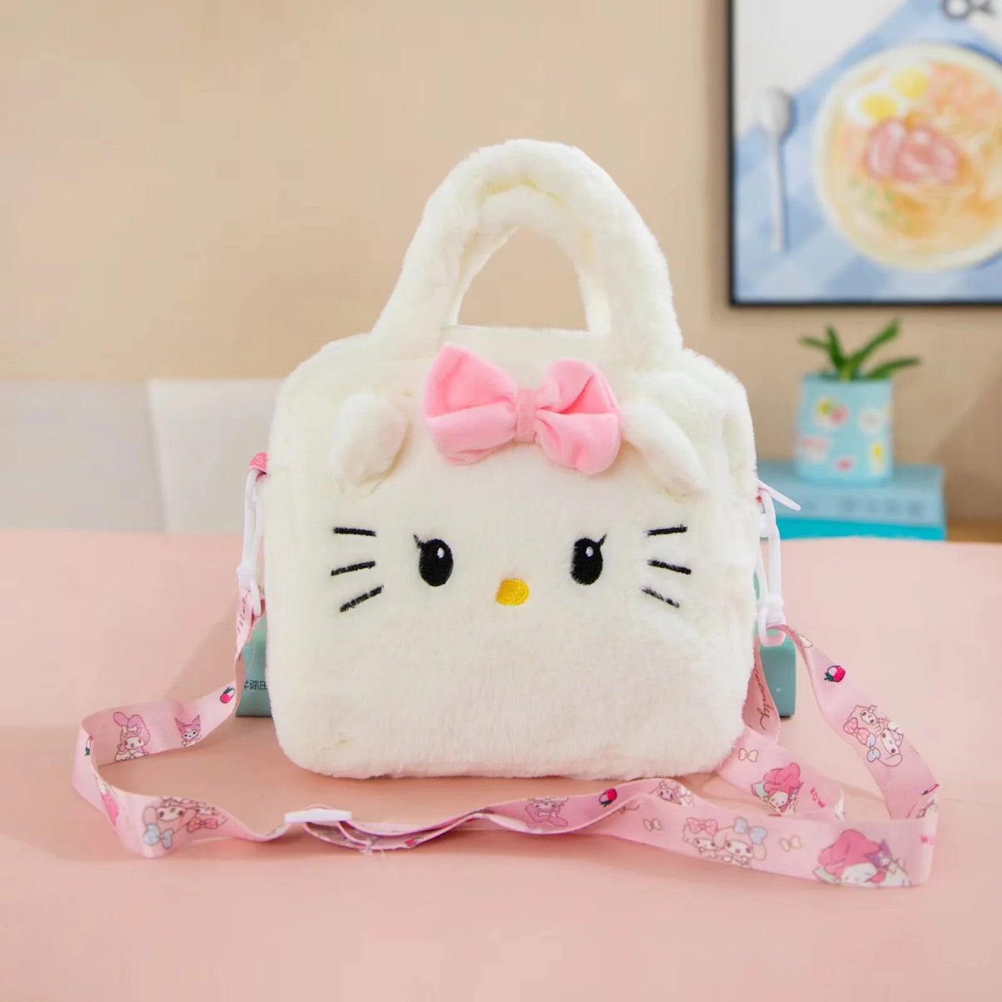 Sanrio Kawaii Plush Bag – Kuromi, Cinnamoroll & My Melody Cosmetic & Travel Handbag for Girls