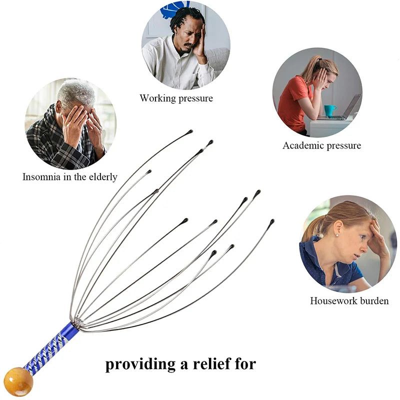 Octopus Head Massager - Scalp Relaxation and Body Relief Massager Scratcher for Tension Relief - Random Health Care Tool
