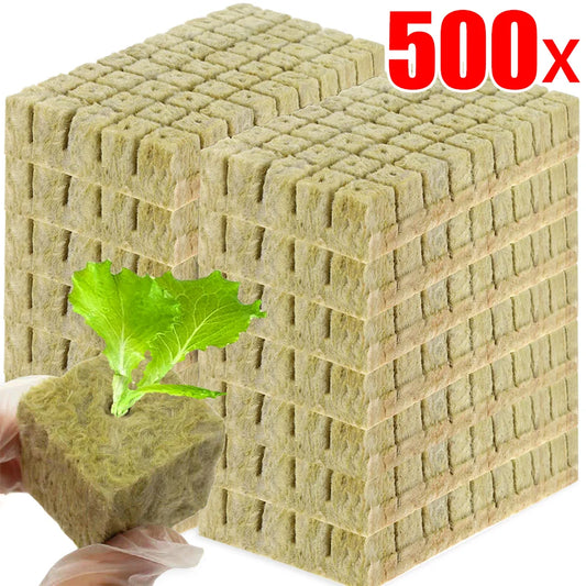 Stonewool Hydroponic Grow Cubes — 500/50x Seedling Blocks for Garden Germination & Water Cultivation
