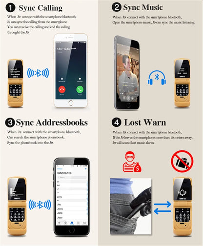 Mini Flip Mobile Phone for Kids – J9 Smallest Clamshell Phone with Bluetooth Dialer & Magic Voice Handsfree Earphone