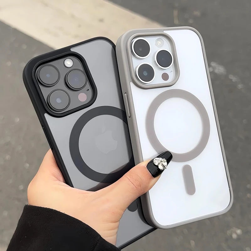 Luxury MagSafe Transparent Case for iPhone 15, 14, 13, 12, 11, Pro, X, XS, XR, Max, 7, 8, Plus, Mini | Magnetic Wireless Charging Phone Cover