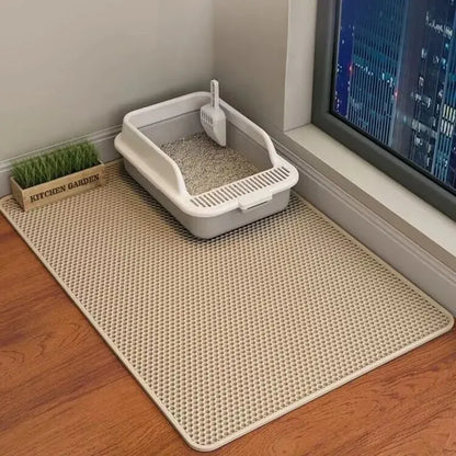 Double-Layer Large Cat Litter Mat – Anti-Splash, Sand-Filtering Floor Protector for Cats