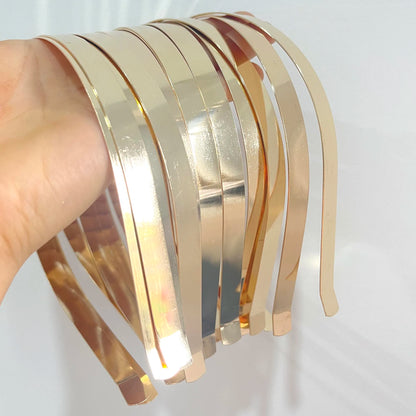 20Pcs Metal Hairbands for Girls – 1.2mm to 10mm Gold, Silver & Black Headbands for Hair Crafts & Hair Accessories