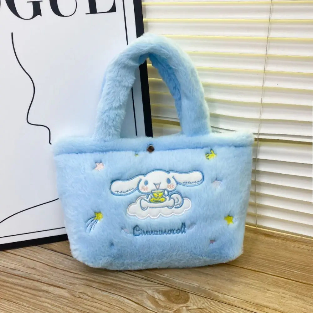 Sanrio Anime Plush Handbag – Hello Kitty, My Melody, Cinnamoroll & Kuromi Shoulder Cosmetic Bag