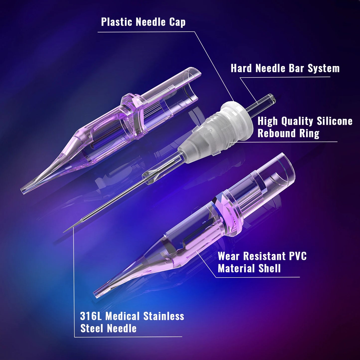 10pcs Disposable Tattoo Cartridge Needles – RL, RS, RM, M1 Series for Eyebrow, Eyeliner & Permanent Makeup