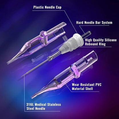 10pcs Disposable Tattoo Cartridge Needles – RL, RS, RM, M1 Series for Eyebrow, Eyeliner & Permanent Makeup