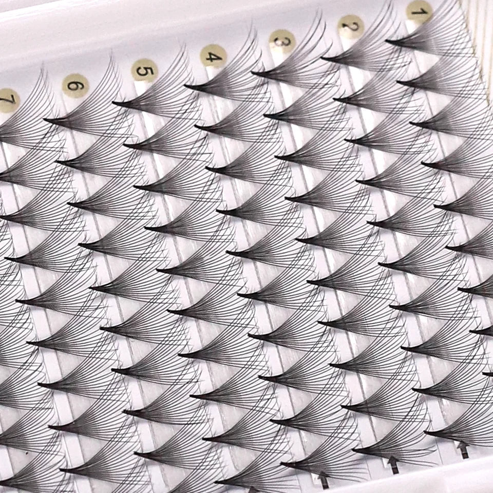 AGUUD 10-Tray Premade Volume Lashes – Super Fans with Needle Stem & Narrow Base for Eyelash Extensions