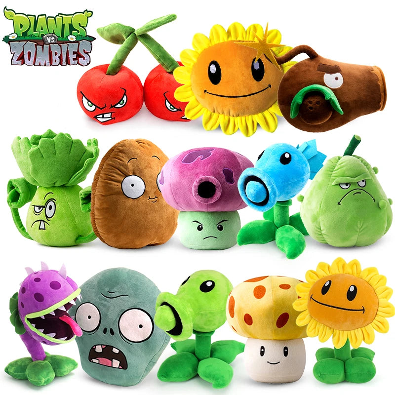 Plants vs Zombies Plush Toy Set – Sunflower, Peashooter & Kernel-pult Soft Figures Pillow for Kids Christmas Gift