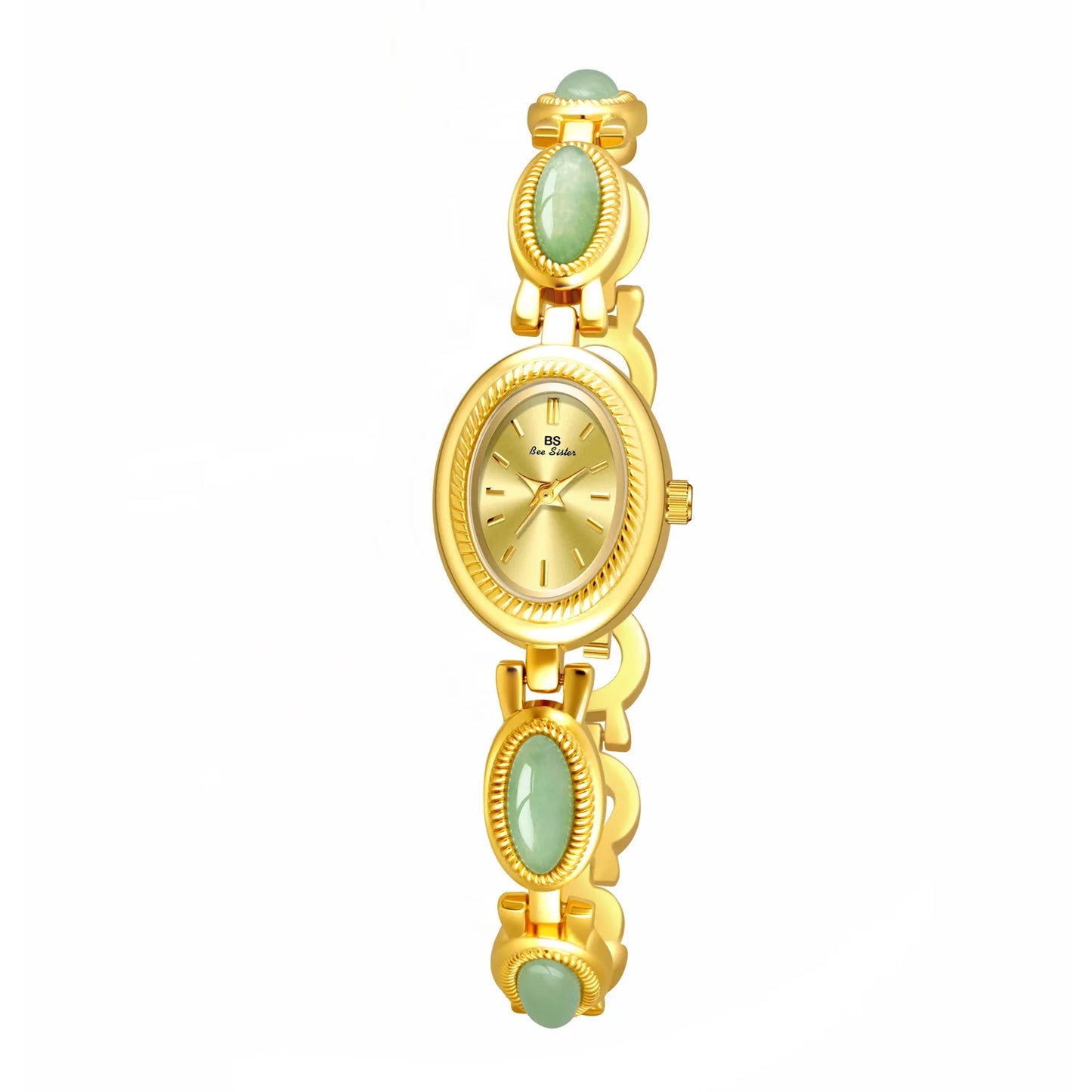 UTHAI Women's Luxury Watch – Retro Bracelet with Dongling Stone & Hotan Jade, Waterproof, Gift Chain Watch