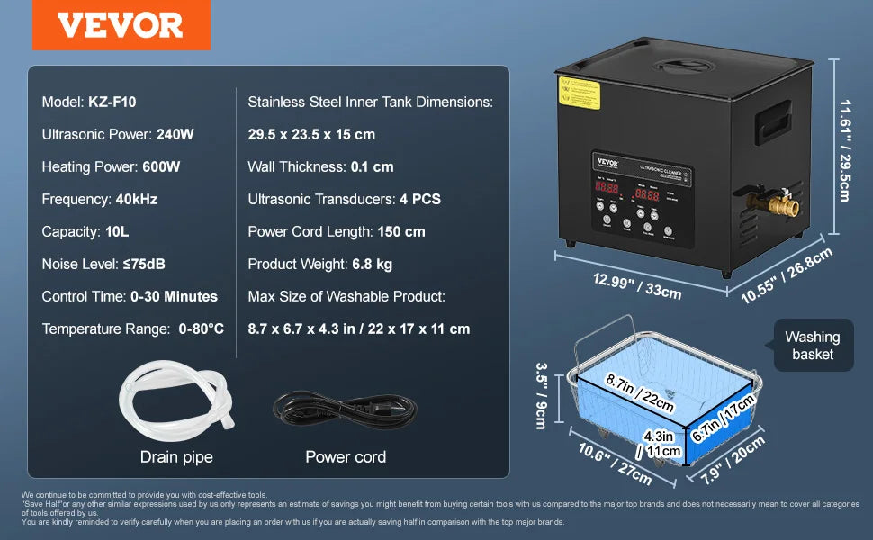 SucceBuy Ultrasonic Cleaner – 2L to 15L Portable Dishwasher with Timer for Home Use
