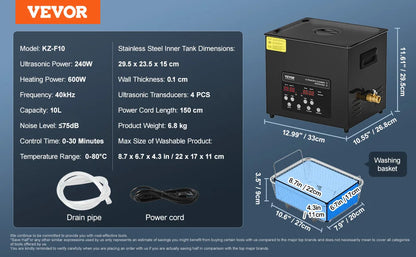 SucceBuy Ultrasonic Cleaner – 2L to 15L Portable Dishwasher with Timer for Home Use