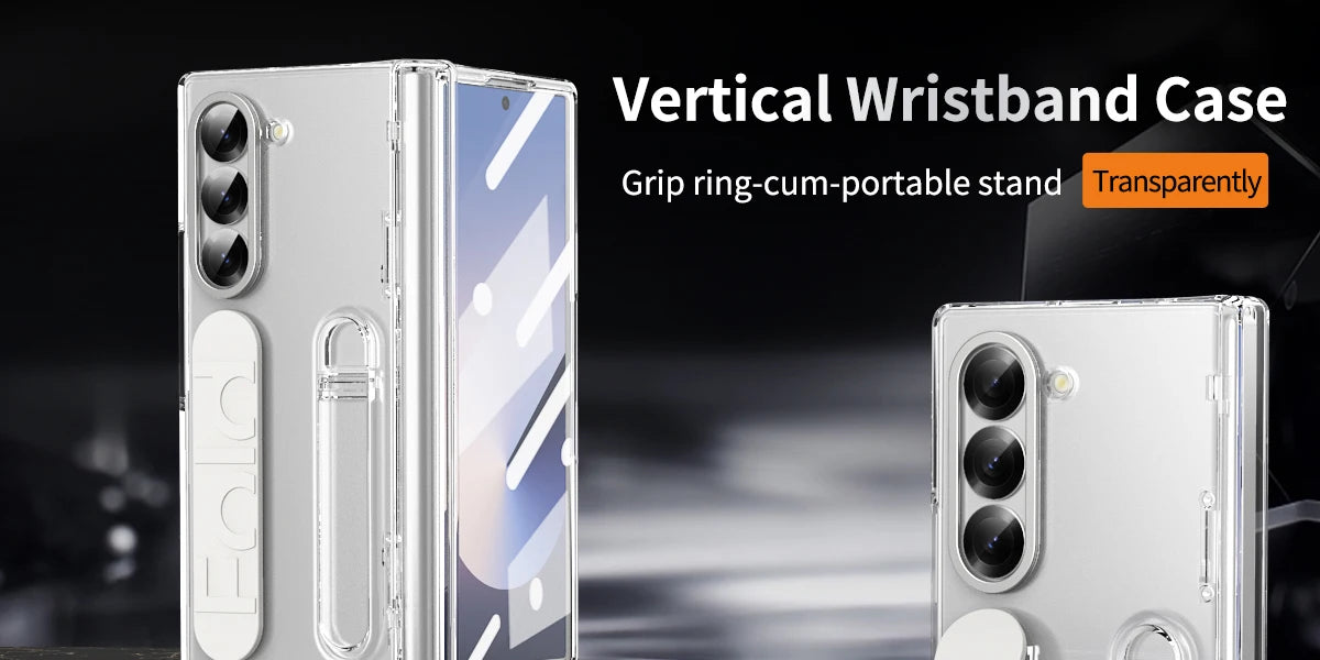 Original Silicone Grip Phone Case for Samsung Galaxy Z Fold 4-7 – Stand & Hinge Protective Cover with Glass Film