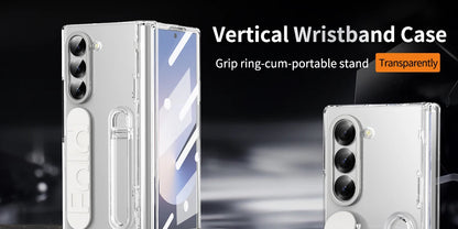 Original Silicone Grip Phone Case for Samsung Galaxy Z Fold 4-7 – Stand & Hinge Protective Cover with Glass Film