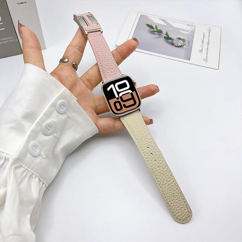 Genuine Leather Straps for Apple Watch – 40mm-49mm Bands for Series 5/6/7/8/9/10, SE & Ultra