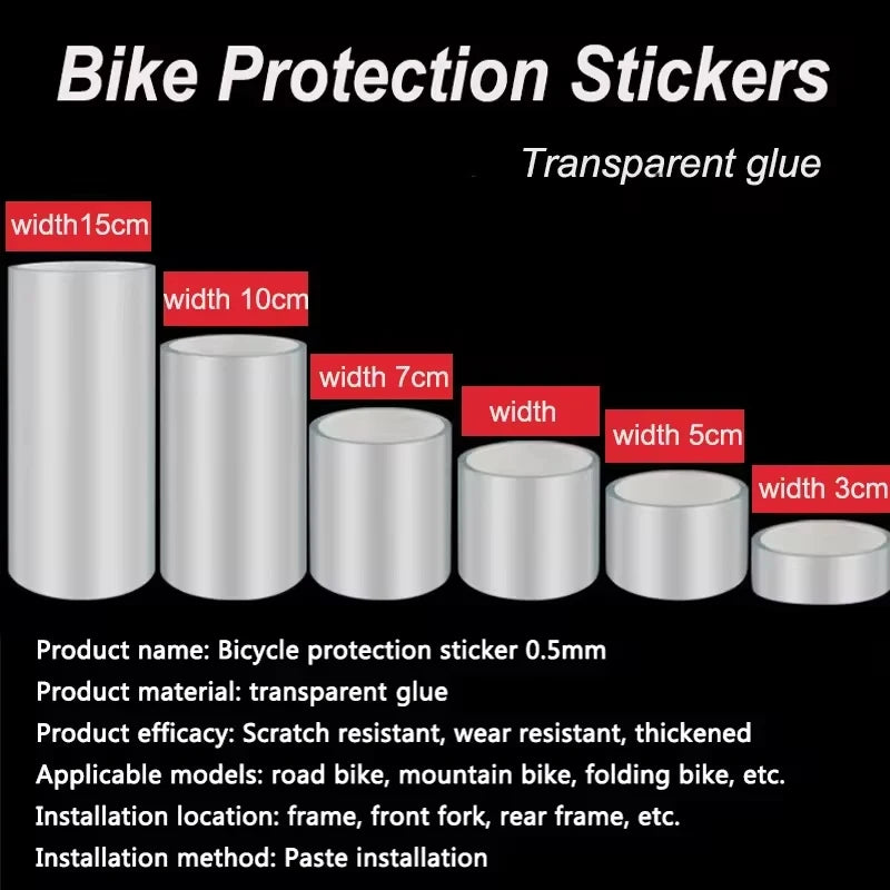 Transparent Bicycle Stickers Tape – 3M, 5M, 10M Bike Frame Protector, Scratch-Resistant Cycling Tape