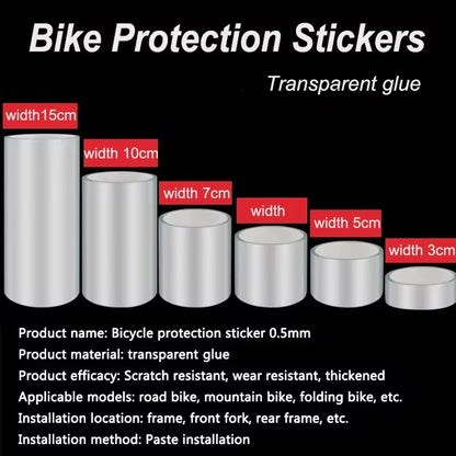 Transparent Bicycle Stickers Tape – 3M, 5M, 10M Bike Frame Protector, Scratch-Resistant Cycling Tape