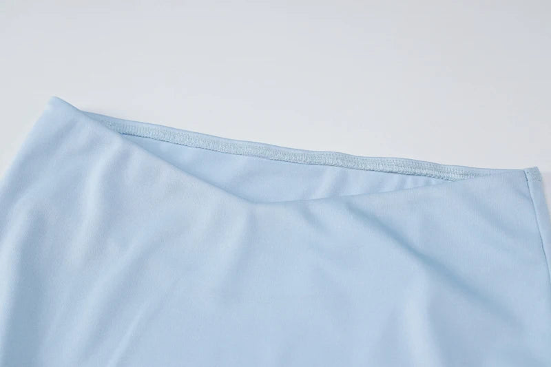 Hugcitar Solid Sleeveless Folds Tube Crop Top & Skirt Set – 2 Piece Summer Fashion Streetwear, Beach Clothing