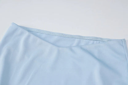 Hugcitar Solid Sleeveless Folds Tube Crop Top & Skirt Set – 2 Piece Summer Fashion Streetwear, Beach Clothing