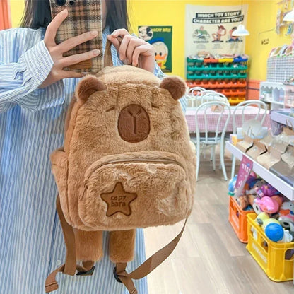 Capybara Plush School Bag – Large Capacity Casual Backpack for Students