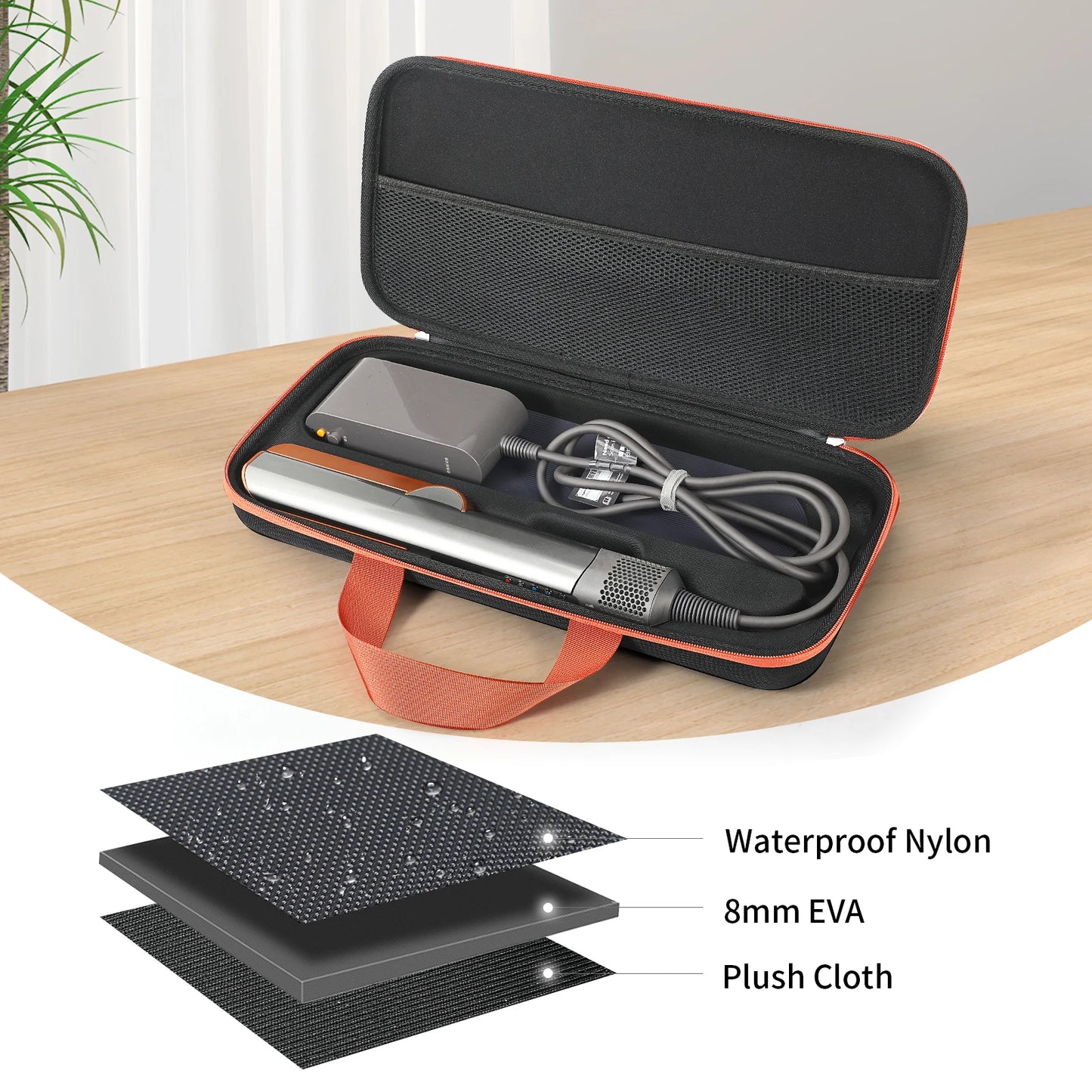Hard Carrying Case with Mesh Bag – Anti-Scratch Storage for Dyson Airstrait HT01 & Dyson Corrale HS03 Hair Straighteners