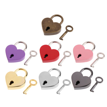 Vintage Wish Lock Mini Heart Shaped Lock Wedding Keyed Padlocks Personalized Padlock for Jewelry Box Small Wooden Box
