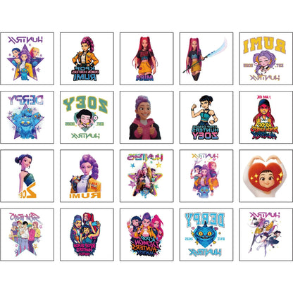 20PCS K-Pop Demon Hunters Temporary Tattoo Stickers – Cute Waterproof Cartoon Party & Christmas Gift