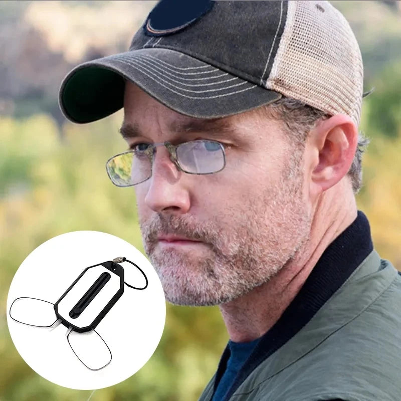 Clip-On Nose Reading Glasses – Ultralight Folding Mini Keychain for Men & Women +1.0 to +4.0