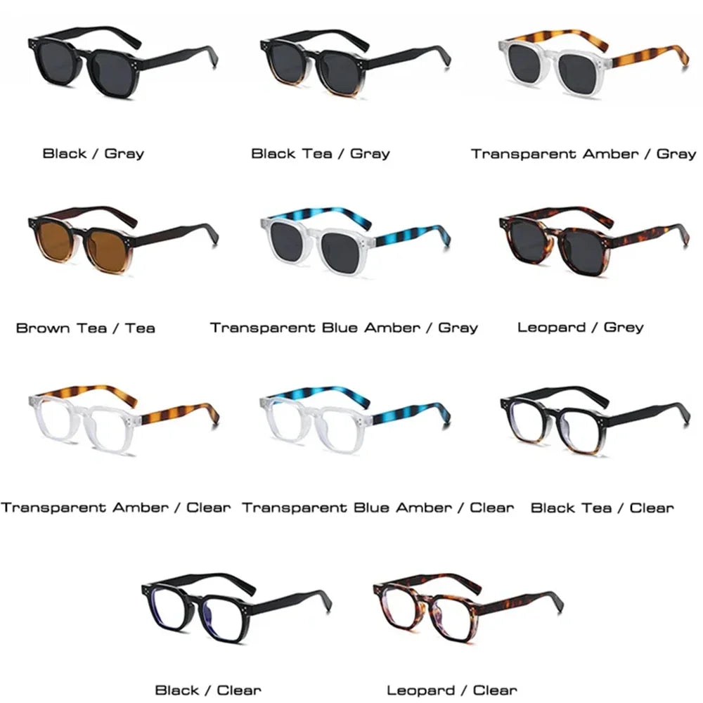 JNPCXI Vintage Rivet Oval Sunglasses – Fashion Leopard Frame Luxury Eyewear for Men & Women, Anti Blue Light Glasses