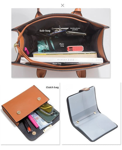 New Crocodile Pattern Handbag Set for Women — 3Pcs Tote, Shoulder Bag & Clutch, Large Capacity Fashion Set