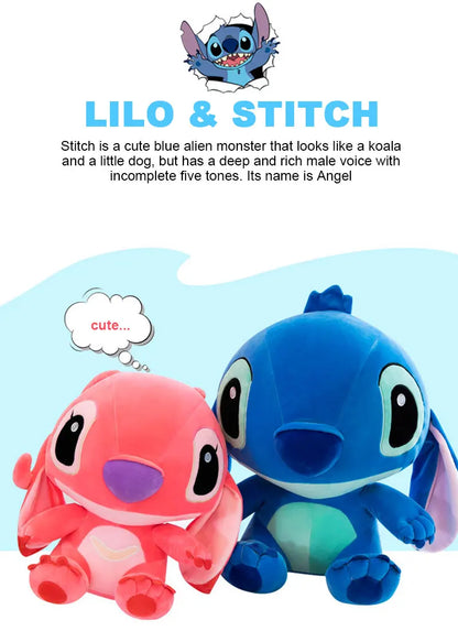 20-60cm Giant Lilo & Stitch Plush – Cartoon Stuffed Anime Toys, Pendant Pillow for Kids Birthday Gift