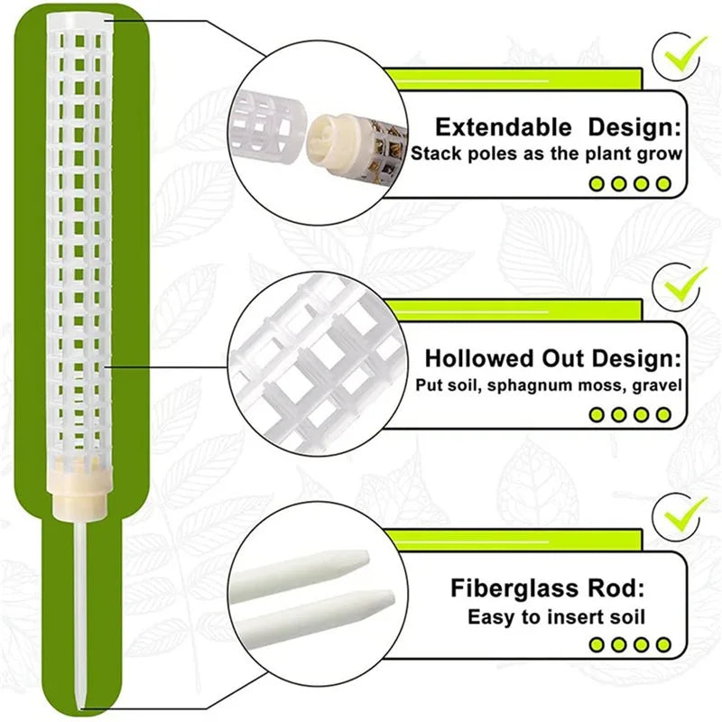 Green Dill Vine Garden Accessories - Plant Climbing Frame Trellis Supporting Stick Plastic Moss Pole for Indoor Plant Pot Stand