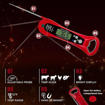 Instant Read Digital Meat Thermometer – Fast, Precise Cooking Thermometer with Backlight & Magnet