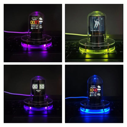 DIY Nixie Tube Clock Smart WiFi Cyberpunk Style Digital Glow Table Clock with Auto Time Update & Visual Display