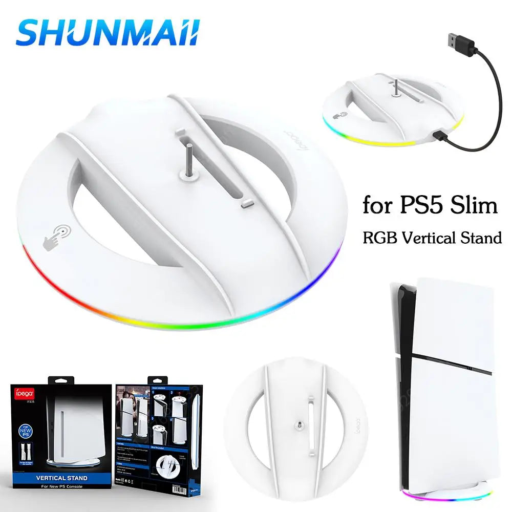 RGB Vertical Stand with LED Base – Stable Gaming Console Stand for PS5 Slim Disc and Digital Version