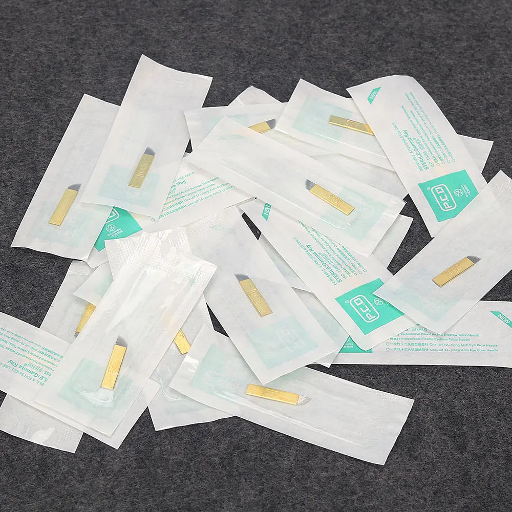 50pcs PCD Microblading Eyebrow Needles – F12/14/19 Tebori Blades for 3D Embroidery Manual Pen