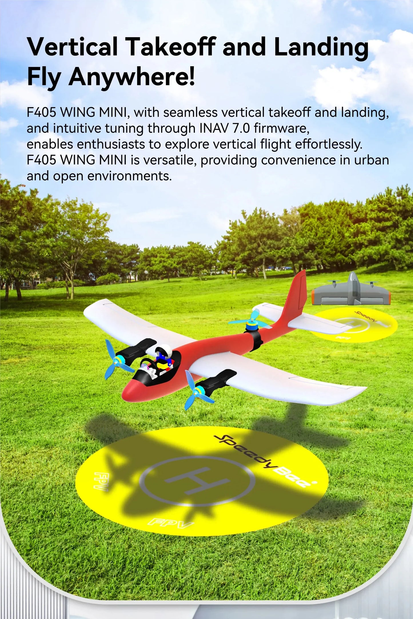 SpeedyBee F405 WING MINI — Fixed Wing Flight Controller 2-6S LiPo for RC Airplane Drone