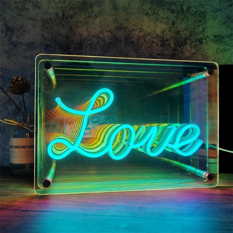 Neon 3D LED Table Lamp – Colorful Thousand Layer Mirror Light for E-Sports, Bedroom, Birthday & Party Decor