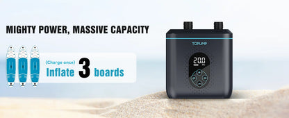 SUP Inflatable Pump — Rechargeable 20PSI Pump for PVC Kayaks, Kite Wings & Stand Up Paddle Boards