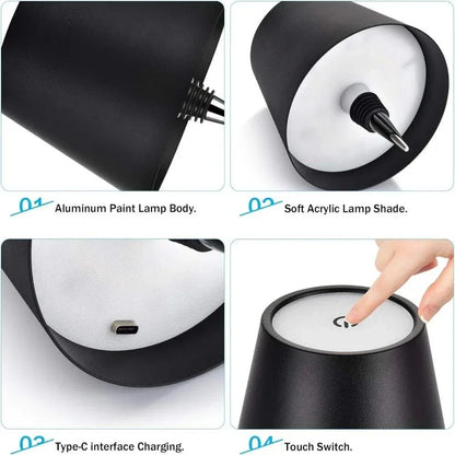 USB Rechargeable Bottle Lamp — Touch Control 3-Color Stepless Dimming Night Light for Wine Bottles & Desk