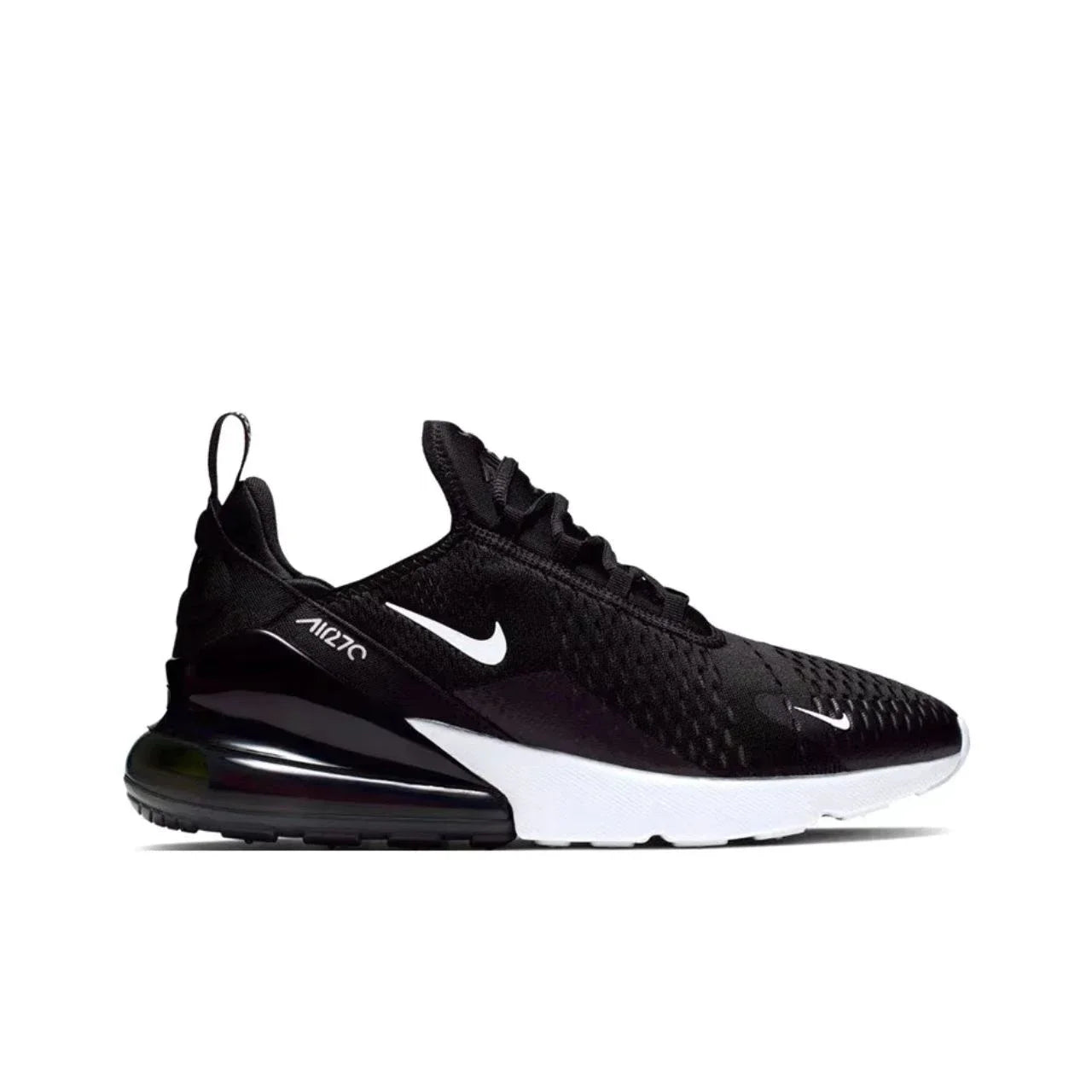 Nike Air Max 270 Running Shoes – Mesh, Shock Absorption, Non-Slip, Abrasion Resistant, Unisex Black & White Low Top