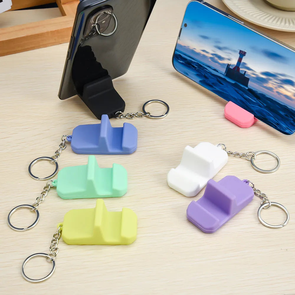 Portable Keychain Mobile Phone Holder: Creative Keyring Stand for iPhone & Samsung - Lightweight Mini Desk Support