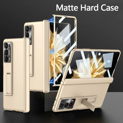 Original Honor Magic V2 Magnetic Hinge Case – Anti-Knock Matte Hard Cover with Outer Screen Glass Stand