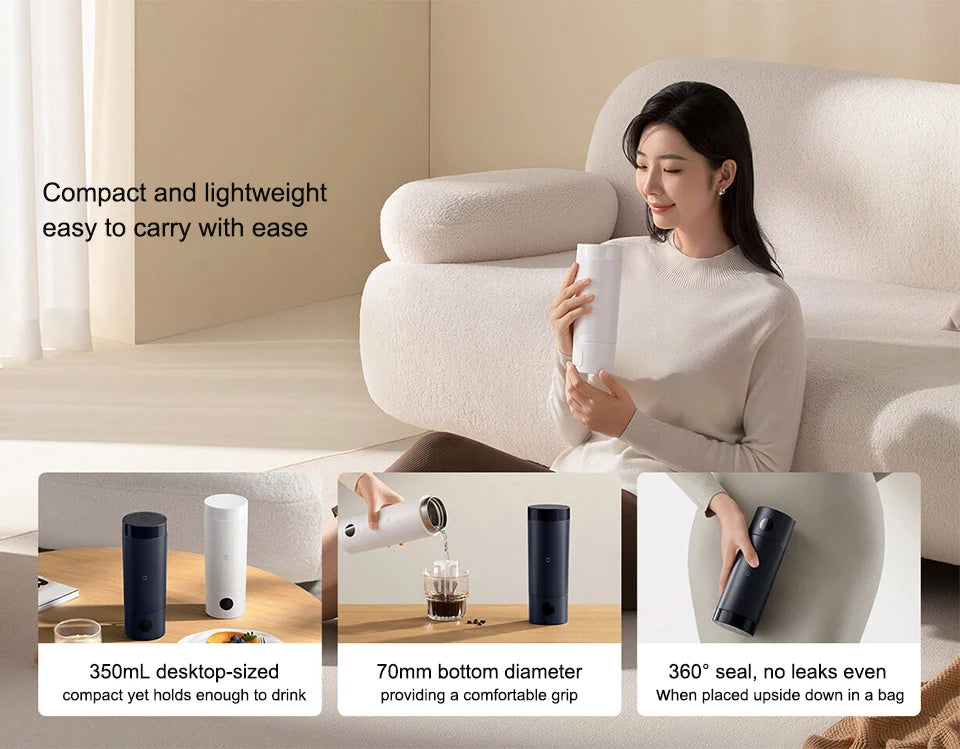 XIAOMI Mijia Portable Electric Kettle 2 — 350ml Smart Temperature Insulated Thermos Cup Fast Water Boiler for Travel
